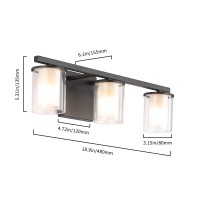 Joosenhouse 3-Light Black Vanity Light With Glass Shades 17.9