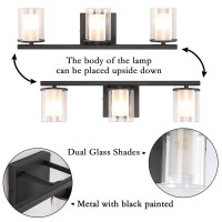 Joosenhouse 3-Light Black Vanity Light With Glass Shades 17.9