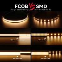 Btflighting Fcob Cob Led Strip Flexible High Density Uniform Light 14Wm 328Ft Dc24V Warm White 2700K 5280Led Cri 90 10Mm Wid