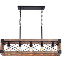 Airposta Kitchen Island Lighting 335Inch 5 Lights Farmhouse Linear Chandelier For Dining Room Pool Table Pendant Light Fixtur