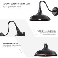 Goalplus Gooseneck Outdoor Light Fixture, 10'' Diameter Bronze Exterior Gooseneck Porch Light Fixture Gooseneck Barn Light For Farmhouse, Ip 44 Waterproof, 2 Pack, Lm2201-Br-2P