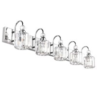 Ralbay Modern Led Crystal Bathroom Vanity Lights 5-Lights Stainless Steel Crystal Vanity Lights Over Mirror Modern Crystal Bathroom Vanity Lighting Fixtures