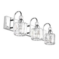 Ralbay Modern Led Crystal Bathroom Vanity Lights 3-Lights Stainless Steel Crystal Vanity Lights Over Mirror Modern Crystal Bathroom Vanity Lighting Fixtures