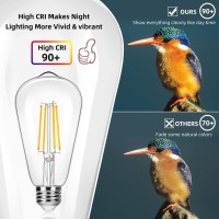 4-Pack Vintage 8W St64 Led Edison Light Bulbs 100W Equivalent, 1400Lumens, 2700K Warm White, E26 Base Led Filament Bulbs, Cri 90+, Antique Glass Style Great For Home, Bedroom, Office, Non-Dimmable