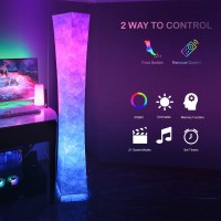 Leonc Design Floor Lamp, Leonc Standing Lamp, Rgb 7 Colors Changing Led Bulbs And 10 Levels Brightness, Remote Control And Fabric Shade, Modern For Bedroom, Kids Room And Play Room