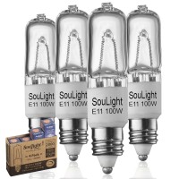 Halogen Jde11 120V 100W - Feit T4 E11 Mini-Candelabra Base Light Bulb - Warm White 2800K - Replacement Bulbs For Ceiling Fans, Chandeliers, Cabinet Lighting & More- 4 Pack