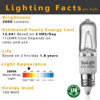 Halogen Jde11 120V 100W - Feit T4 E11 Mini-Candelabra Base Light Bulb - Warm White 2800K - Replacement Bulbs For Ceiling Fans, Chandeliers, Cabinet Lighting & More- 4 Pack