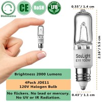 Halogen Jde11 120V 100W - Feit T4 E11 Mini-Candelabra Base Light Bulb - Warm White 2800K - Replacement Bulbs For Ceiling Fans, Chandeliers, Cabinet Lighting & More- 4 Pack