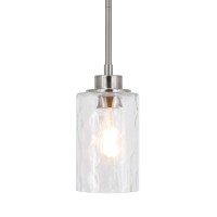 Xinbei Lighting Mini Pendant Light 1 Light Glass Pendant Lighting, Modern Adjustable Kitchen Hanging Light Brushed Nickel Finish Xb-P1227-Bn