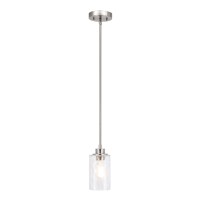 Xinbei Lighting Mini Pendant Light 1 Light Glass Pendant Lighting, Modern Adjustable Kitchen Hanging Light Brushed Nickel Finish Xb-P1227-Bn