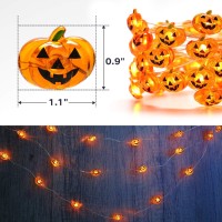 Halloween Pumpkin Lights 2 Packs 135Ft 40 Led Battery Operated Led Pumpkin String Lights Waterproof Orange String Lights For