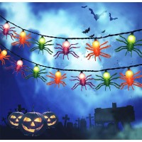 Abeja Halloween Spider String Lights 85Ft Halloween Lights With 10 Spider Bulbs Ul Listed Waterproof For Indooroutdoor Use P