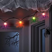 Abeja Halloween Spider String Lights 85Ft Halloween Lights With 10 Spider Bulbs Ul Listed Waterproof For Indooroutdoor Use P