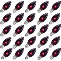 Goothy 25 Pack C7 Halloween Replacement Light Bulbs Transparent Black Light Purple Christmas Lights For Outdoor Patio String Li