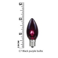 Goothy 25 Pack C7 Halloween Replacement Light Bulbs Transparent Black Light Purple Christmas Lights For Outdoor Patio String Li