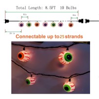 Goothy Halloween Eyeball String Lights 85Ft Halloween Decorative String Lights With 10 Incandescent Multicolor Eyeball Lights F