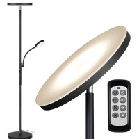 Dimunt Floor Lamp Led Floor Lamps For Living Room Bright Lighting, 27W/2000Lm Main Light And 7W/350Lm Side Reading Lamp, Adjustable 3 Colors Tall Lamp With Remote & Touch Control