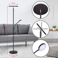 Dimunt Floor Lamp Led Floor Lamps For Living Room Bright Lighting, 27W/2000Lm Main Light And 7W/350Lm Side Reading Lamp, Adjustable 3 Colors Tall Lamp With Remote & Touch Control