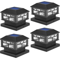 Powgdlt Solar Post Lights Outdoor,20Lm Fence Post Cap Lights,Waterproof,2 Light Modes,Fit 3.5X3.5In 4X4In 5X5In Wooden Post,Solar Power Deck Lights For Garden Deck Patio Decoration(Black 4Pack)