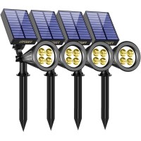 Urpower Solar Lights Waterproof Solar Lights Outdoor 2-In-1 Adjustable Solar Spotlight Wall Light Auto On/Off Solar-Powered Landscape Lighting For Garden Yard Pathway Swimming Pool (4Pack, Warm White)