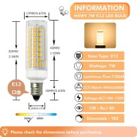 Hxwy E12 Led Bulb 7W E12 Bulb Equivalent To E12 75W Halogen Bulb Dimmable 120V 730Lm E12 Candelabra Base T3T4 Light Bulbs For