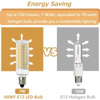 Hxwy E12 Led Bulb 7W E12 Bulb Equivalent To E12 75W Halogen Bulb Dimmable 120V 730Lm E12 Candelabra Base T3T4 Light Bulbs For