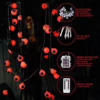 Halloween Eyeball Decoration String Lights 30Led Outdoor And Indoor With Remote Control Waterproof Battery Operated, Haunted Houses Window Tree Party To Create A Halloween Horror Atmosphere ( Red)