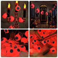 Halloween Eyeball Decoration String Lights 30Led Outdoor And Indoor With Remote Control Waterproof Battery Operated, Haunted Houses Window Tree Party To Create A Halloween Horror Atmosphere ( Red)