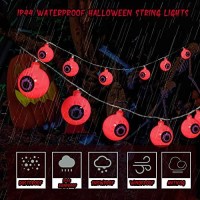 Halloween Eyeball Decoration String Lights 30Led Outdoor And Indoor With Remote Control Waterproof Battery Operated, Haunted Houses Window Tree Party To Create A Halloween Horror Atmosphere ( Red)