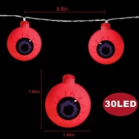 Halloween Eyeball Decoration String Lights 30Led Outdoor And Indoor With Remote Control Waterproof Battery Operated, Haunted Houses Window Tree Party To Create A Halloween Horror Atmosphere ( Red)