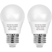 Led Refrigerator Light Bulb, 40W Equivalent Led A15 Bulb, 5W Daylight 5000K E26 Medium Base, Waterproof Appliance Bulb For Fridge Freezer Ceiling Fan, Non-Dimmable, 2 Packs