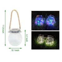 2 Pack Hanging Solar Powered Led Lights,Cracked Glass Ball Light, Waterproof Outdoor Christmas Decorative Lantern For Garden, Yard, Patio, Lawn (Colorful)