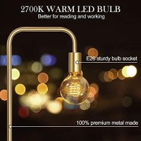 Qimh Industrial Floor Lamp With Light Bulb, Metal Standing Tall Modern Brushed Gold Led Living Room Lamp For Home Decor,Bedroom,Reading,Office(E26 Socket,Foot Switch)