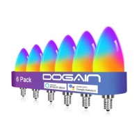 Dogain Smart Light Bulbs E12 Base Led Light Bulb Color Changing Wifi-Bluetooth Lights Compatible With Alexa Google Home Tunable White Candelabra Bulbs 360 Lm 35W Equivalent 6 Pack