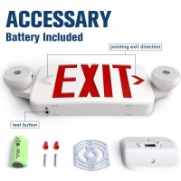 Litufine Exit Sign With Emergency Lights, Two Led Adjustable Head Emergency Exit Light, Exit Sign For Business (1-Pack)