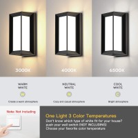 Sytmhoe Outdoor Wall-Porch-Light, Modern Exterior Led Wall Sconce,24W-Led Matte Black Exterior Wall Fixtures,Mounted Wall Patio Lamps,3-Color-Changeable For Garage Walkway Backyard Garden