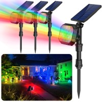 Roshwey Solar Spot Lights Outdoor, Colored Solar Outdoor Lights Waterproof Christmas Solar Powered Spotlight Landscape Lighting For Outside House Garden Yard Tree Pool Decorative, 4 Pack