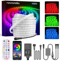 Novostella 52.5Ft Smart Led Outdoor Rope Light, Music Sync Rgb Strip Lights, App Control And Rf Remote Color Changing Dimmable Tape Exterior Lighting Kit, For Garden Decorative Stairs Party, 24V Ip65