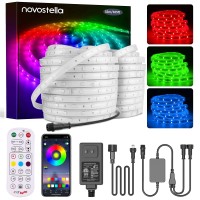 Novostella 105Ft (52.5X2) Smart Led Outdoor Rope Light, Music Sync Rgb Strip Lights, App Control And Rf Remote Color Changing Dimmable Tape Exterior Lighting Kit, For Garden Stairs Party, 24V Ip65