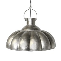 Featuring farmhouse style this sturdy metal constructed pendant lamp is here to transform the look of your home and illuminate the entire space Scalloped metal shade with hanger on top completes the look and makes it a piece worth addition 5 inch cord and