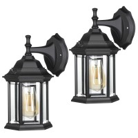 Dewenwils 2 Pack Dusk To Dawn Outdoor Wall Lantern, Matte Black Outdoor Wall Light Exterior Light Fixture Wall Mount, Weatherproof Porch Light Wall Sconce Lamp For Garage Doorway Backyard (Modern)