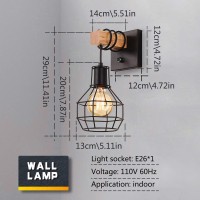 Black Wall Sconces With Dimmer Onoff Switch Cage Wall Mount Light Fixture Industrial Farmhouse Lighting For Living Room Kitche