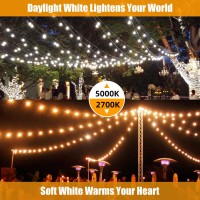 96Ft 2-Pack 2700K Led Outdoor String Lights, Waterproof Dimmable E26 Filament Bulbs, Linkable Commercial Grade For Patio, Deck, Backyard