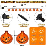 Sunsgne Halloween Pumpkin Led String Lights 85Ft Halloween String Lights With 10 Pcs Jack O Lantern Pumpkin Lights Plug In Wat