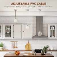 Vonluce Pendant Light Kitchen Island Brushed Nickel Pendant Light Fixture With E26 Base Adjustable Cable Modern Pendant Ligh