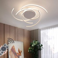 Jiaodie Led Ceiling Light Dimmable Living Room Kitchen Flush Hanging Lamp Modern Spiral Flower Shape Ceiling Lamp Fixture,Bedroom Ceiling Chandelier Lighting With Remote Control,White,A2272W