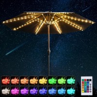 Frienda Patio Umbrella String Lights 104 Bright Leds 16 Colors 4 Modes Usb Battery Operated Cordless Umbrella Light Remote Con