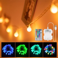 Omika 20 Ft Battery Powered String Lights, 40 Led 16 Colors Battery Operated Christmas Lights, Usb Powered Camping Lights String For Indoor Outdoor Hanging Light For Bedroom Xmas Party Patio Decor