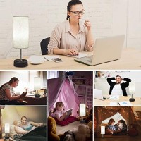 Winshine Table Lamp For Bedroom, Usb Bedside Lamp Nautral Daylight Modern Nightstand Lamp With Usb Port To Recharging, Ac Outlets Fabric Linen Shade,Led Bulb Included Perfect For Living Room, Bedroom