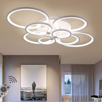 Led Dimmable Ceiling Light Modern Ring Circle Flush Mount Ceiling Lamp Acrylic Lampshade Chandelier Bedroom Kitchen Living Room Interior Decorative Lighting Fixture,8 Rings/41.73